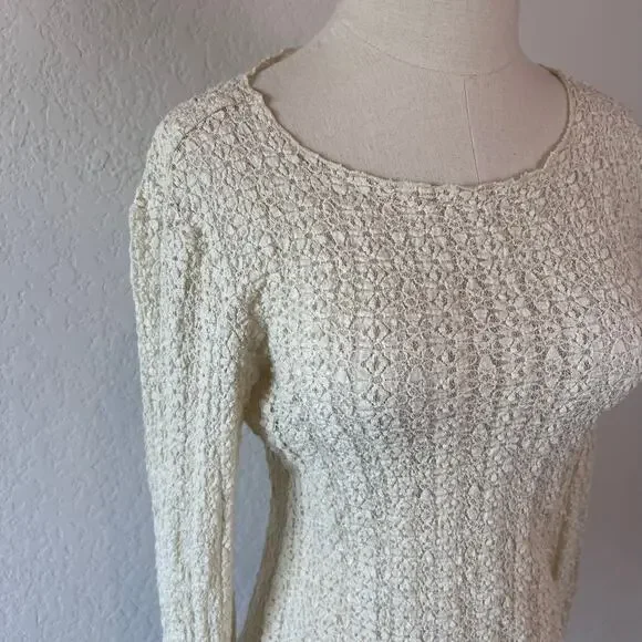 Natural Life Lace Layering Top in Ivory Long Sleeve size Medium Boho Coastal - Picture 3 of 9